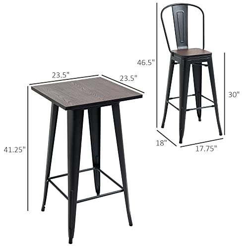 Homcom3pieceindustrialdiningtablesetbarheightbartableandchairssetwithfootrestsforbistropubblackandbrown Urban Country Home Decor Homcom 3 piece industrial dining table set bar height bar table and chairs set with footrests for bistro pub black and brown urban country home decor