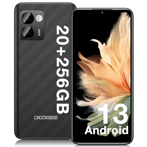 DOOGEE N50 Pro Handy, 20GB+256GB/TF 1TB Smartphone, 6.52" HD+ Android 13 Smartphone ohne vertrag, Octa Core, 50MP+8MP, 4200mAh, Fingerabdruck/Gesichtserkennung,GPS/OTG/4G Dual SIM Simlockfreie Schwarz