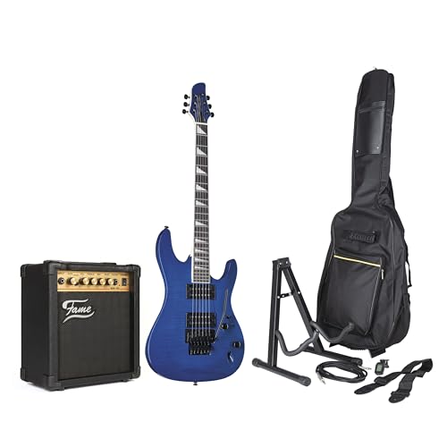 J & D 8051F See Thru Blue + MA15 – Pack guitare electrique-Set - Les Beatles, Paul McCartney, John Lennon, RIngo Starr, George Harrison J & D 8051F See Thru Blue + MA15 - Pack guitare electrique-Set