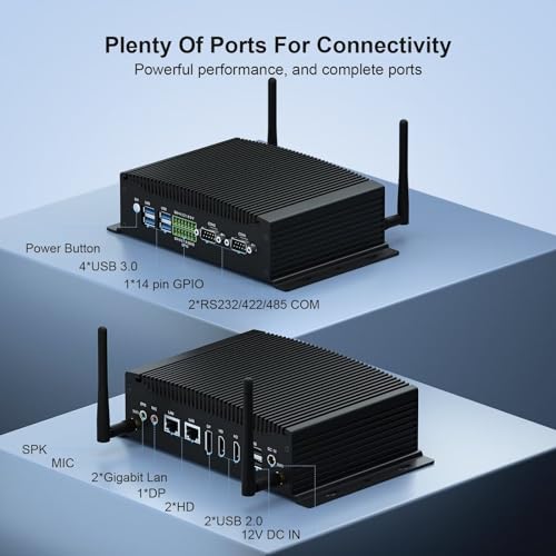 WEIDIAN Mini PC Lüfterlos, Lüfterloser PC Core i7 10810U Industrie Mini PC Win 11 Pro Mini Computer Dual HD DP GPIO WiFi BT RS232 i7 Mini Desktop PC Industrie PC Wake On LAN 16GB RAM 512GB SSD – Bild 4