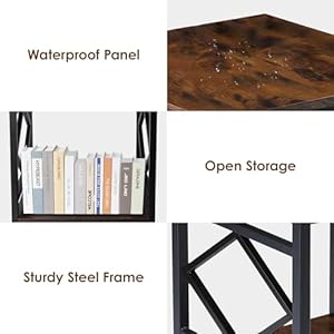 Mini Fridge Table with Storage Industrial End Table Square Bedside Table with Large Capacity Storage Metal Frame Nightstand Coffee Stand Printer Table for Living Room Bedroom Rustic Brown