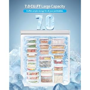   TABU-70-Cubic-Feet-Chest-FreezerTop-Opening-Deep-Freezer-with-Removable-Basket-Freestanding-Compact-Chest-Deep-Freezer-with-7-Level-Adjustable-Thermostat-White-70-CuFt