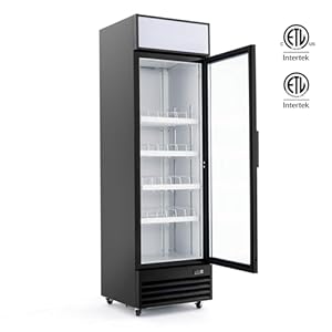 Commercial Display Refrigerator 151 cu ft Glass Door Merchandiser Refrigerator with LED Light 238 in Upright Beverage Cooler for Restaurants Retail Stores ETL ETL Sanitation Listed