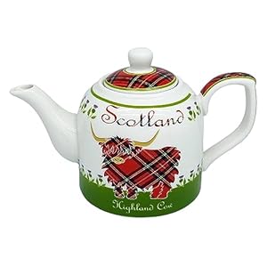   Royal-Tara-Highland-Cow-Bone-China-Teapot-White-and-Green-Tone-Ceramic-Infuser-Scottish-Kitchenware-Teatime-Capacity-22-Oz