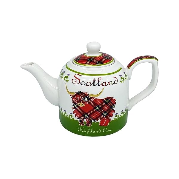   Royal-Tara-Highland-Cow-Bone-China-Teapot-White-and-Green-Tone-Ceramic-Infuser-Scottish-Kitchenware-Teatime-Capacity-22-Oz