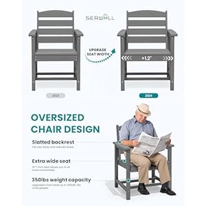 Serwall outdoor hdpe dining table set 7 piece outdoor dining table sets with umbrella hole cut out table and 6 chairs gray  urban country home decor