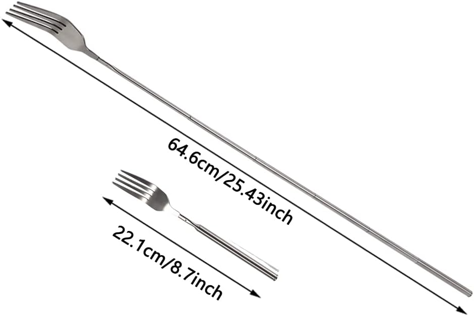 Durable Extendable Steel Dinner Fork Perfect for Cutting Fruits and Desserts