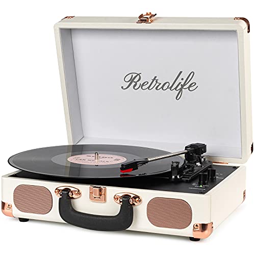 Portable Record Player à 3 Vitesses 33/45/78, Turntable avec Enceintes Intégrées et AUX in et Prise RCA - Les Beatles, Paul McCartney, John Lennon, RIngo Starr, George Harrison Portable Record Player à 3 Vitesses 33/45/78, Turntable avec Enceintes Intégrées et AUX in et Prise RCA