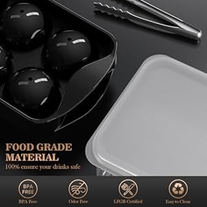   Whiskey-Ice-Ball-Maker-with-Lid-and-Bin-19-Round-Iced-Cube-Trays-for-Freezer-Large-Sphere-Whisky-Ices-Cubes-Tray-Circle-with-Bucket-Tong-for-Cocktail-Bourbon-Brandy-Scotch