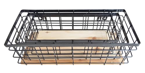 Metalwirebasketdetachablewoodbasestorageorganizerfarmhousebinforkitchencabinetsbathroompantrylaundryroomclosetssetof3blackcolor Urban Country Home Decor Metal wire basket detachable wood base storage organizer farmhouse bin for kitchen cabinets bathroom pantry laundry room closets set of 3black color urban country home decor