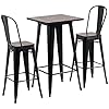 Homcom 3 piece industrial dining table set bar height bar table and chairs set with footrests for bistro pub black and brown  urban country home decor