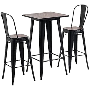 Homcom3pieceindustrialdiningtablesetbarheightbartableandchairssetwithfootrestsforbistropubblackandbrown Urban Country Home Decor Homcom 3 piece industrial dining table set bar height bar table and chairs set with footrests for bistro pub black and brown urban country home decor
