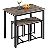   Yaheetech-3-Piece-Dining-Table-Set-Kitchen-Table-Chair-Sets-for-2-Compact-Table-w-2-Stools-Space-Saving-Design-for-Dining-Room-Living-Room-Apartment-Pub-Drift-Brown