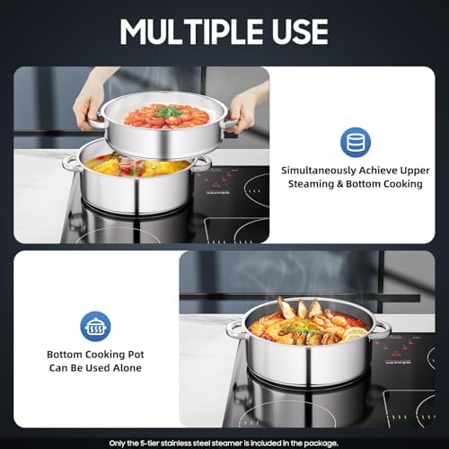 Stainless Steel Steam Pot with Glass Lid for Home Cooks