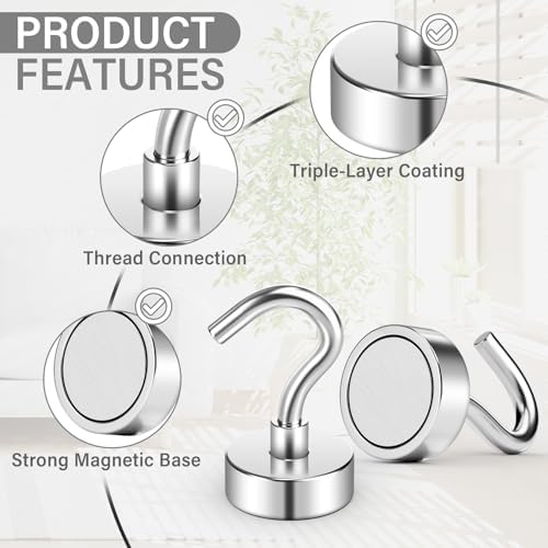 8-Pack 23-Pound Magnetic Hooks