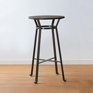 Glitzhome 41.25" H Rustic Steel Bar Table Round Solid Elm Wood Top Dining Room Pub Table Bistro Table Glitzhome 4125 H Rustic Steel Bar Table Round Solid Elm Wood Top Dining Room Pub Table Bistro Table