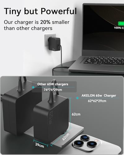 65W USB C Laptop Netzteil Ladegerät für Lenovo Thinkpad Yoga, Asus ZenBook Vivobook, Dell Inspiron Latitude, Acer Swift Chromebook, HP EliteBook ProBook, Huawei Matebook 20V 3,25A Type C Ladekabel – Bild 4