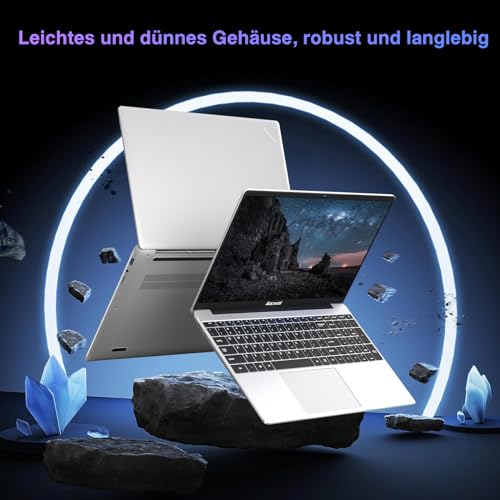 Laptop 15.6 Inch 6GB RAM 256GB SSD Erweiterung 1TB, Notebook Win 11 con 5G WiFi 3.0 Übertragung Anschluss BT 4.2 1920*1080 FHD, Laptops With Mini Multimedia Anschluss & Deutscher Keyboardfilm-Silver – Bild 8