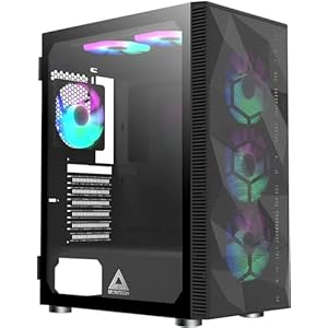 Montech X3 Mesh, 6 Fans – 3x 140mm & 3x 120mm Fixed RGB Lighting Fans, ATX Mid-Tower PC Gaming Case, USB3.0, Door Open Tempered Glass Side Panel, High Airflow, Black