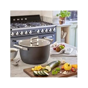 Smeg ckfc2411blm casserole pan 24cm and lid black non stick aluminium patented base  urban country home decor