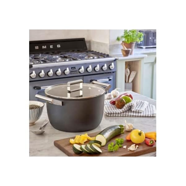 Smeg ckfc2411blm casserole pan 24cm and lid black non stick aluminium patented base  urban country home decor