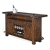 Pemberly row 78 farmhouse wood freestanding island home bar unit stemware rack wine rack storage cabinets for kitchen and basements in mahogany brown  urban country home decor