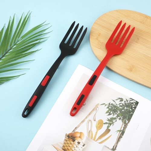 Xihircd 2-Piece Silicone Cooking Forks Heat-Resistant Nonstick Multifunctional Kitchen Tools
