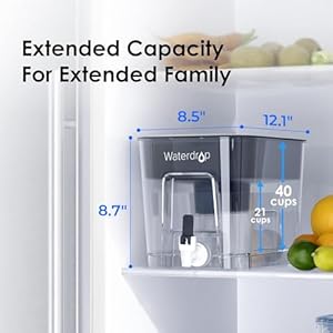 Waterdrop 200 Gallon Long Life 40 Cup Large Water Filter Dispenser with 1 Filter for Home and Office