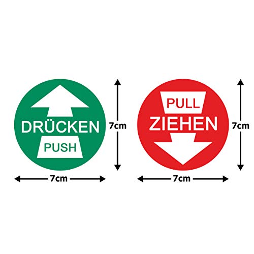 5x Drücken 5x Ziehen Aufkleber Ø 7cm Sticker Hinweiszeichen Gebotszeichen Schild mit UV Schutz für Außenbereich Innenbereich von STROBO – Bild 4