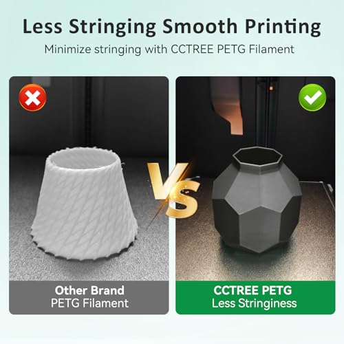 CCTREE PETG 3D Drucker Filament 1,75 mm, Ausgezeichnete Zähigkeit, Maßgenauigkeit +/- 0.03mm, 1kg Spule (2.2lbs), für most FDM 3D Drucker, Schwarz – Bild 6