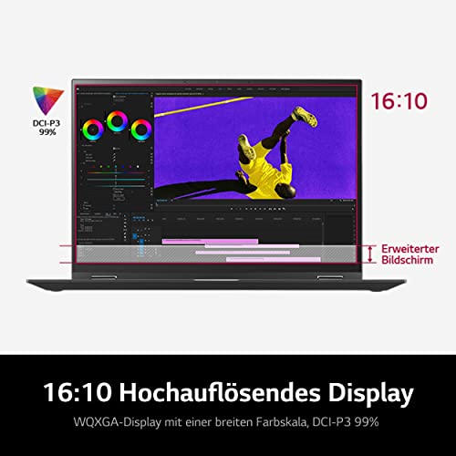 2023 LG Gram 16 Zoll Ultralight 2-in-1 Convertible Notebook & Tablet - 1.480g Intel Core i7 (16GB RAM, 1TB SSD, 16:10 IPS LCD Display mit Pen Touch, Thunderbolt 4, Win 11 Home, Mirametrix) - Schwarz – Bild 7