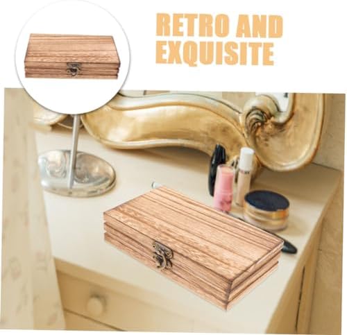HEALLILY Wooden Jewelry Organizer Lidded Box with Buckle Lid