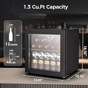 Kndko Mini Beverage Refrigerator - 48 Can Mini Fridge with Digital Temperature Control, LED Light, Reversible Door, Perfect for Home, Office, Bar, and Game Room - 1.3 Cu.Ft, Black Kndko Mini Beverage Refrigerator 48 Can Mini Fridge with Digital Temperature Control LED Light Reversible Door Perfect for Home Office Bar and Game Room 13 CuFt Black