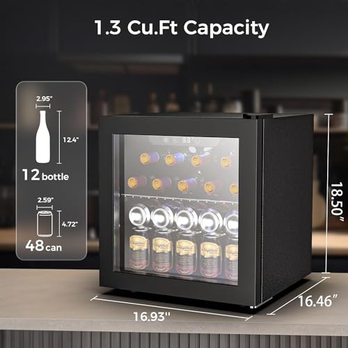 Kndko-Mini-Beverage-Refrigerator-48-Can-Mini-Fridge-with-Digital-Temperature-Control-LED-Light-Reversible-Door-Perfect-for-Home-Office-Bar-and-Game-Room-13-CuFt-Black Kndko Mini Beverage Refrigerator 48 Can Mini Fridge with Digital Temperature Control LED Light Reversible Door Perfect for Home Office Bar and Game Room 13 CuFt Black