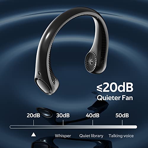 Portable Neck Fan, Hands Free Bladeless, 360° Cooling Personal Fan,Wearable Quiet Fan for Outdoor Indoor, Birthday Gifts for Men Women Mom Dad, 4000mAh Battery USB Rechargeable, 3-Speeds( Black) - Image 5