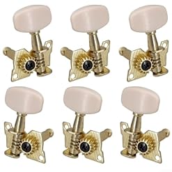 Finition chromée ou noire, lot de 6 mécaniques d’accordeur à engrenage ouvert pour guitare folk acoustique (3L3R blanc) - Les Beatles, Paul McCartney, John Lennon, RIngo Starr, George Harrison