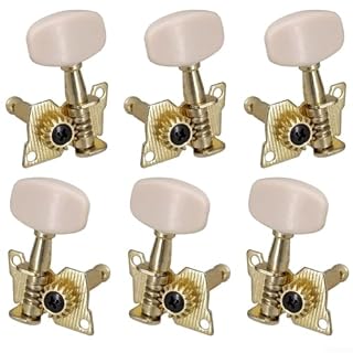 Finition chromée ou noire, lot de 6 mécaniques d’accordeur à engrenage ouvert pour guitare folk acoustique (3L3R blanc) - Les Beatles, Paul McCartney, John Lennon, RIngo Starr, George Harrison