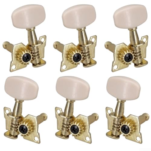 Finition chromée ou noire, lot de 6 mécaniques d’accordeur à engrenage ouvert pour guitare folk acoustique (3L3R blanc) - Les Beatles, Paul McCartney, John Lennon, RIngo Starr, George Harrison Finition chromée ou noire, lot de 6 mécaniques d'accordeur à engrenage ouvert pour guitare folk acoustique (3L3R blanc)