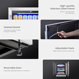   Yeego-Beverage-Refrigerator-Drink-Fridge-24-inch-180-Cans-Beer-Cooler-Glass-Door-with-Lock-Reversible-Door-Under-Counter-Refrigerator-Built-in-for-Soda-Wine-for-Bar-Office-Bedroom