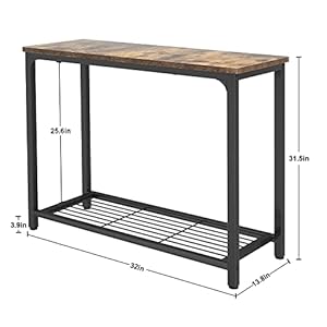 Ecoprsio Small Console Table Sofa Table with Mesh Shelves 2 Tier Entryway Table Foyer Table for Entryway Front Hall Hallway Sofa Couch Living Room Bar Kitchen 32 Inch Rustic Brown