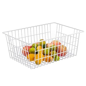 iPEGTOP Wire Storage Freezer Baskets Set of 4 Large 154 Farmhouse Organizer Storage Bins Fridge Basket Rack with Handles for Kitchen Cabinets Pantry Office Bathroom Organization White