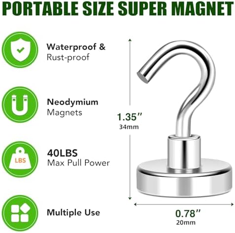 MIKEDE Magnetic Hooks 40lbs for Refrigerators