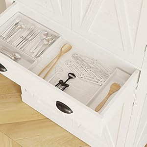 Ironck kitchen pantry storage cabinet 726 h x 24 w with barn doors drawer 4 adjustable shelves freestanding cupboard for dining room living room laundry white  urban country home decor