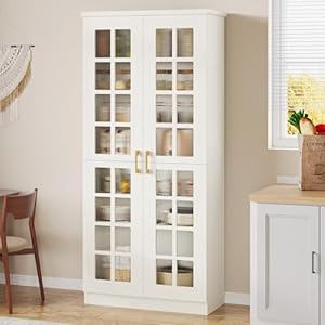 Tribesigns 71 Tall Storage Cabinet with Doors Kitchen Pantry Cabinet with Adjustable Shelves Kitchen Cupboard Food Pantry Floor Storage Cabinet for Living Room Bathroom Office White