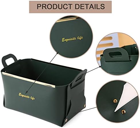 XINSHUN Foldable Faux Leather Storage Basket with Handles
