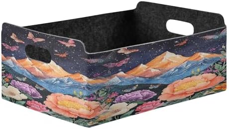 Mountain Storage Basket with Handle Foldable Open Bin