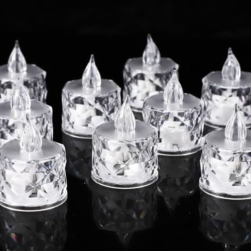AYMXZT 24pcs Flashing Battery Powered LED Votive Tea Candles, Realistic Electronic Fake Candles for Birthday Gifts for Women Mom Grandma Mother's Day Decoration - Image 3