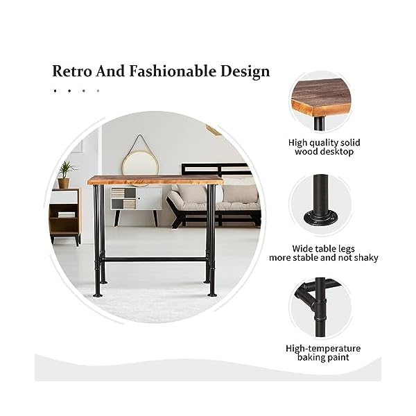   Industrial-413inch-Height-Bar-Table-Vintage-Pipe-Design-Bistro-Table-Rustic-Kitchen-Dining-Breakfast-Desk-Farmhouse-Office-Computer-Desk-Wooden-Top-Pub-Coffee-Table