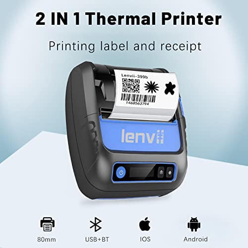 LENVII Mini Bluetooth Etikettendrucker,Tragbarer Thermo Beschriftungsgerät 3 Zoll Wireless Labeldrucker für Barcode,Einzelhandel,Foto,Kleidung,für Android & iOS mit USB-Aufladung – Bild 3