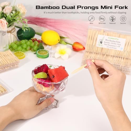 Tongye Mini Bamboo Forks - Appetizer Cutlery Set 100PCS
